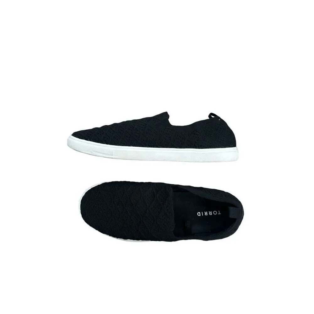 Torrid Stretch Knit Slip-On Sneaker Black Women’s 10.5WW Stretch Textured Flats